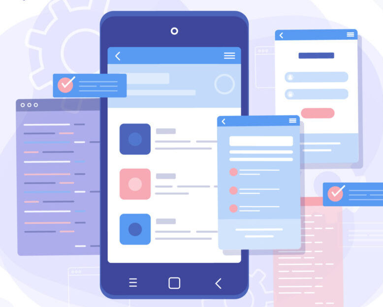phone with different interfaces, inclusing messeging app